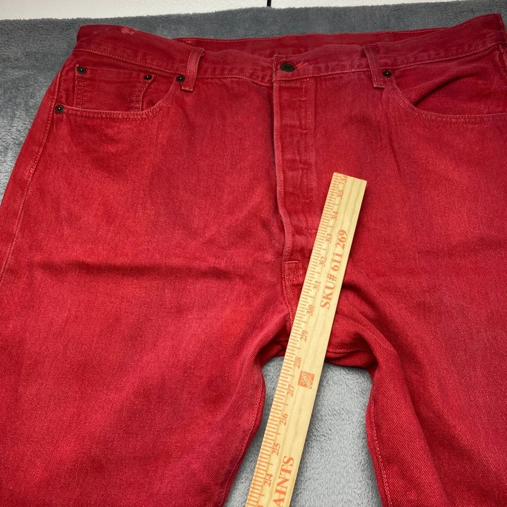 Levis 501 XX Mens 42x32 Original Fit Red Denim Straight Leg Button Fly Jeans